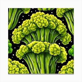 Seamless Pattern Of Broccoli 6 Canvas Print