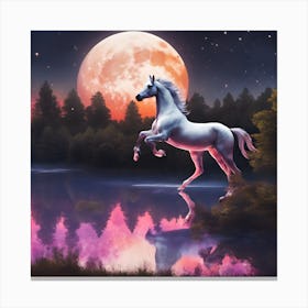 Unicorn In The Moonlight Canvas Print