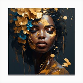 Woman With Flowers On Her Face 2 Canvas Print