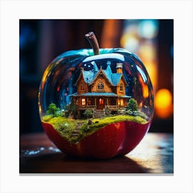 Miniature House In Apple Canvas Print