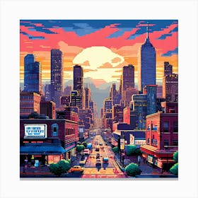 Pixelated Pop Art Cityscapes Or Landscapes Reimagined In A Pixelated Style Reminiscent Canvas Print