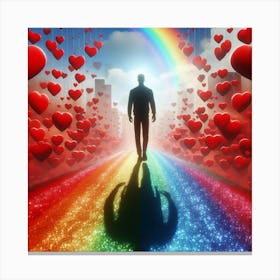 Love Concept With Rainbow And Hearts Canvas Print