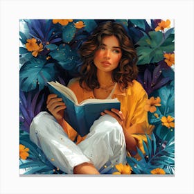 Girl Reading A Book 1 Canvas Print