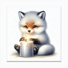 Fox With Candle Canvas Print