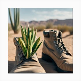 Desert Landscape With Cactus Canvas Print