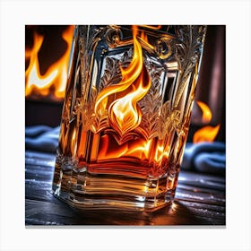 Whiskey Glass On Fire Canvas Print