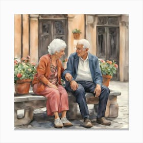 Enduring Affection: A Lifetime in Conversation Canvas Print