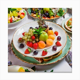 Table Setting With Fruit 1 Canvas Print