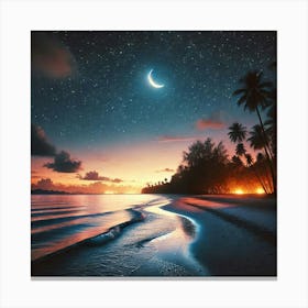 Beach At Night.AI Canvas Print