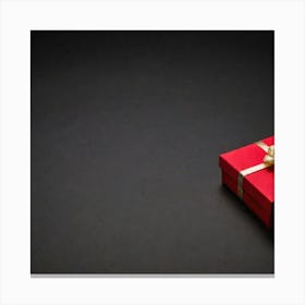 Red Gift Box Isolated On Black 1 Canvas Print