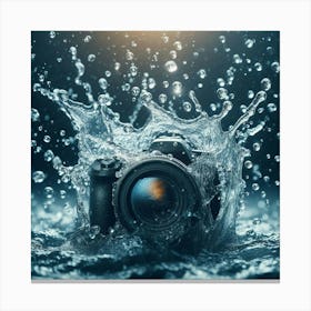 Camera Splashing Water Canvas Print