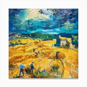 Van Gogh Style: The Wheat Threshers Series.  Canvas Print