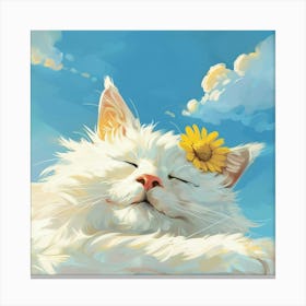 White Cat Sleeping Canvas Print