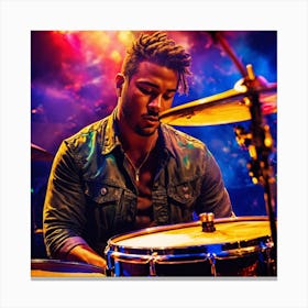 Drummer Playing Drums Canvas Print