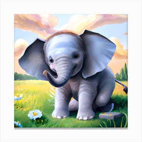 Cute Baby Elephant 1 Canvas Print