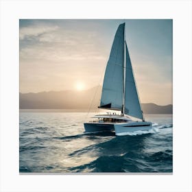 Catamaran Sailing In The Ocean Canvas Print