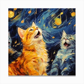 Cats Singing In The Night Sky Canvas Print