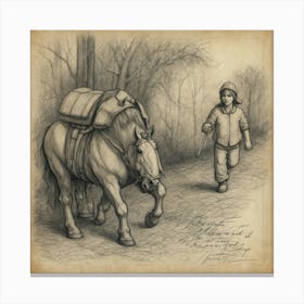 Boy And A Horse Canvas Print