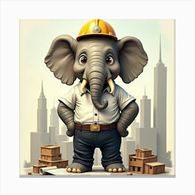 Flux Dev A Detailed Illustration Of An Anthropomorphic Elephan 1 Canvas Print