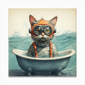 Default Draw Me Funny A Cat Wearing A Snorkel Mask Pretending 2 2 Canvas Print