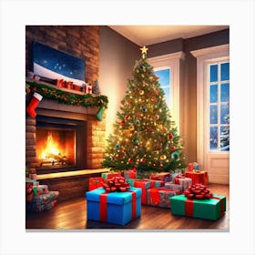Christmas Tree In The Living Room 98 Canvas Print