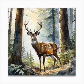 Deer In The Woods 72 Canvas Print
