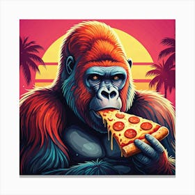 Gorilla Eating Pizza Canvas Print