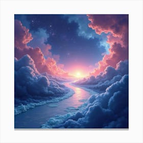 Cosmic Watercolor Scene With Swirling Nebulae 1 Canvas Print