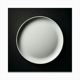 White Plate On Black Background 1 Canvas Print