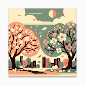 Illustration Of Trees In Spring Canvas Print