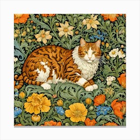 Cat In  Spring Flowers Canvas Print