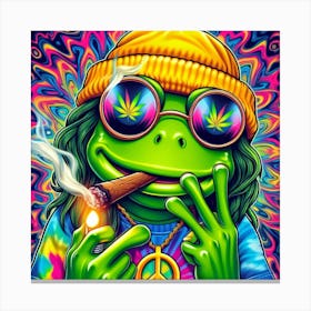 Frog Smoking Weed Canvas Print
