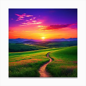 Sunset In A Field 1 Canvas Print