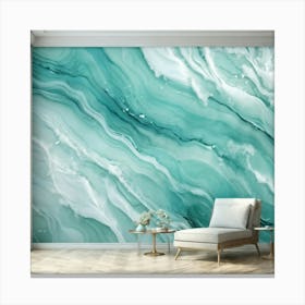 Abstract Nature Inspired Wallpaper Featuring A Turquoise Pattern With Splashes And Ripples Projecte (4) Canvas Print