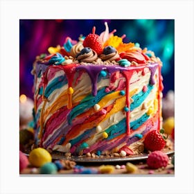 Colorful Cake With Icing Canvas Print