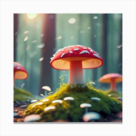 Mushrooms In The Forest 1 Canvas Print