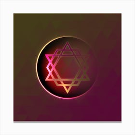 Geometric Neon Glyph on Jewel Tone Triangle Pattern 292 Canvas Print