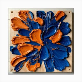 Blue And Orange Flowers Canvas Print