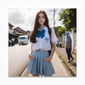 Asian Girl In School Uniform 2 Canvas Print