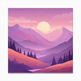 Misty mountains background in purple tone 113 Canvas Print