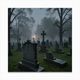 Cemetery At Night 2 Canvas Print