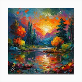 Sunset By The River Canvas Print