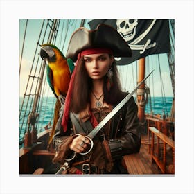 Mermaid With Parrot Canvas Print