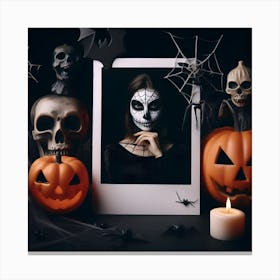 Halloween Makeup Polaroid Frame Canvas Print