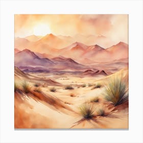 761476 Watercolor Painting Of A Desert Landscape, With Sa Xl 1024 V1 0 Canvas Print