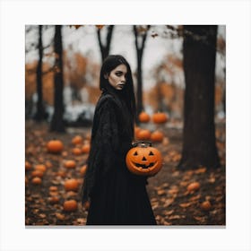 Spooky Halloween Girl Canvas Print