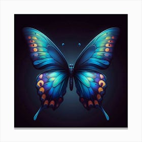 A Glowing Blue Butterfly with Ornate Wings that Sparkle in the Light Canvas Print