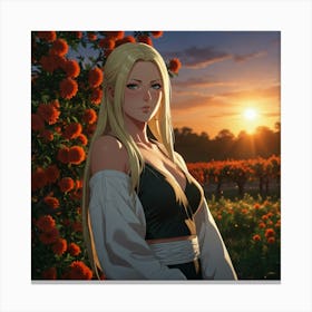 Girl In A Field Canvas Print