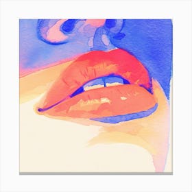 Watercolor Of A Woman'S Lips Canvas Print