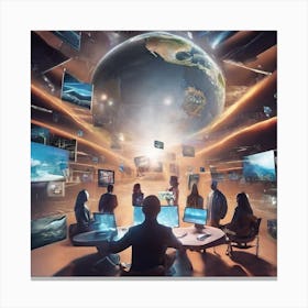 People In A Computer Room Canvas Print